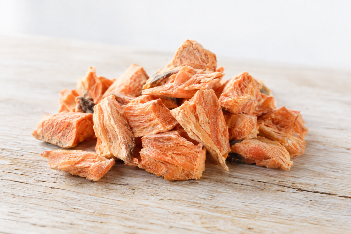 Freeze-dried salmon cat treats
