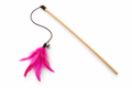 Pink feather teaser wand cat toy